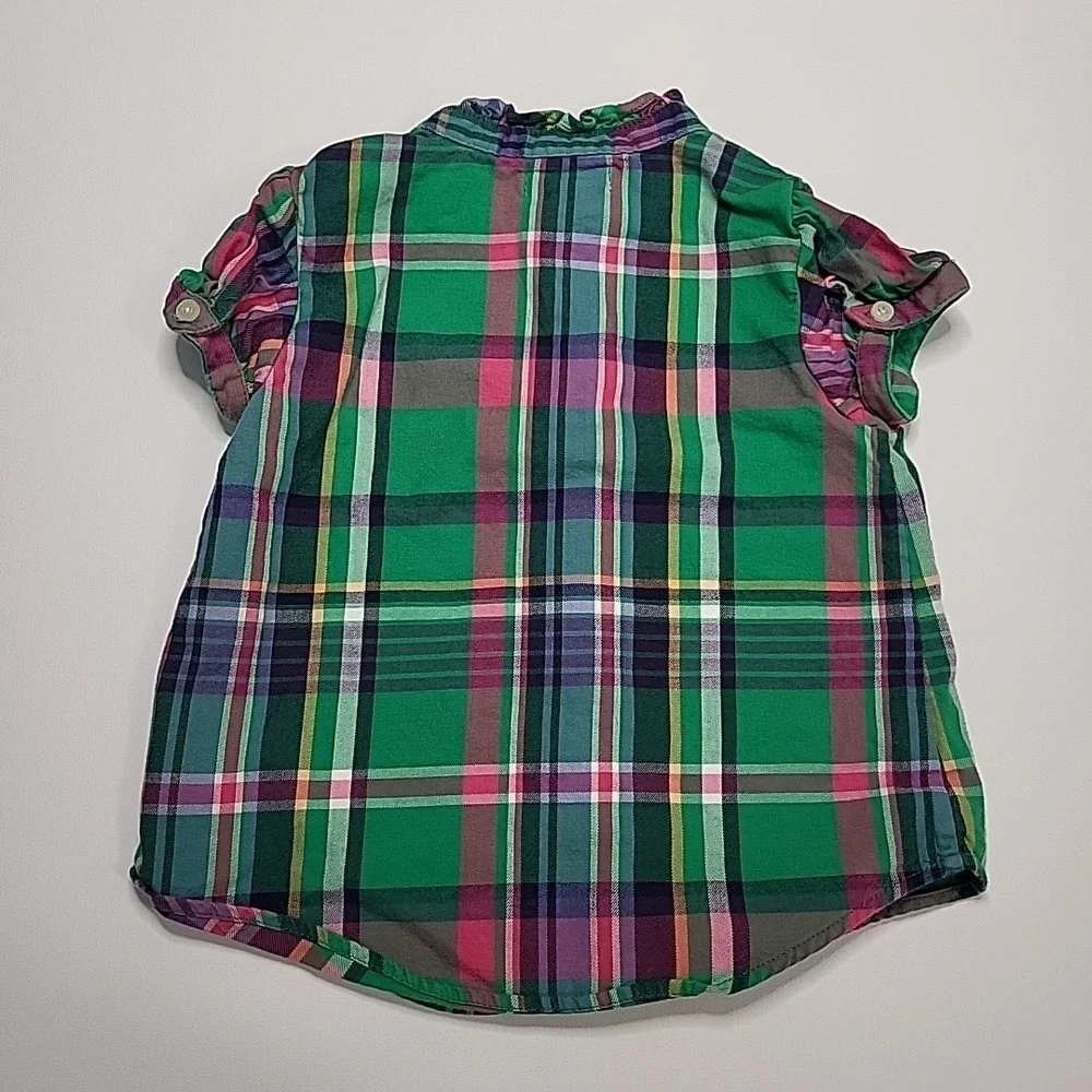 RALPH LAUREN Infant Girl‎ Size 18mo Plaid Print Long Blouse Tunic Top